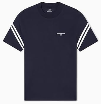 Armani Exchange Men's Center Text Logo Tee, Aqua Gray, X-Small